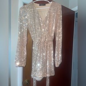 Akira gold sequin romper